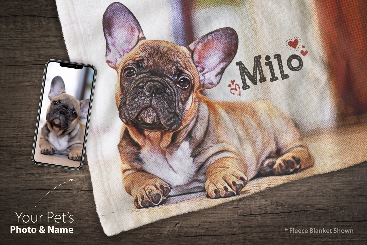 Custom Pet Photo Blanket (with Painted Effect)