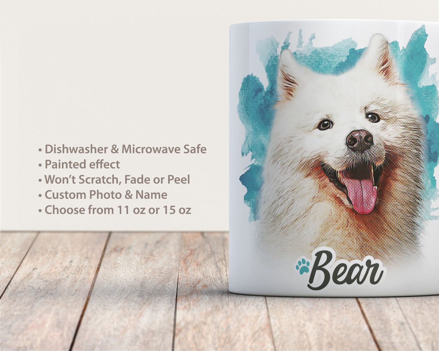 Custom Pet Photo Coffee Mug (with Painted Effect)