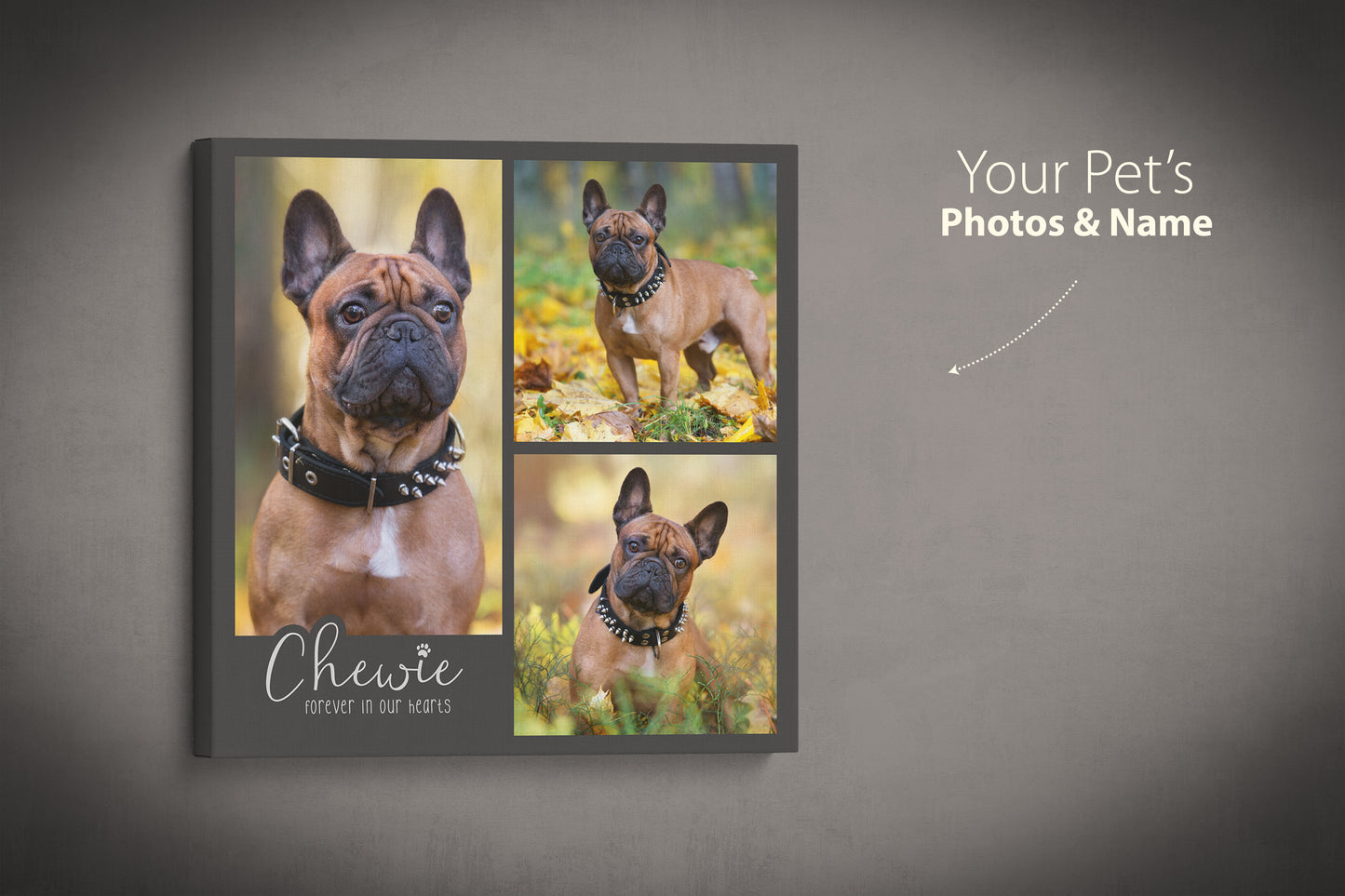 Custom Pet Photo Canvas-Wrapped Print (3 Photos)