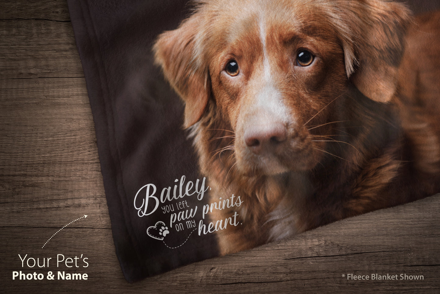 Custom Pet Photo Blanket (Paw Prints on Heart...)