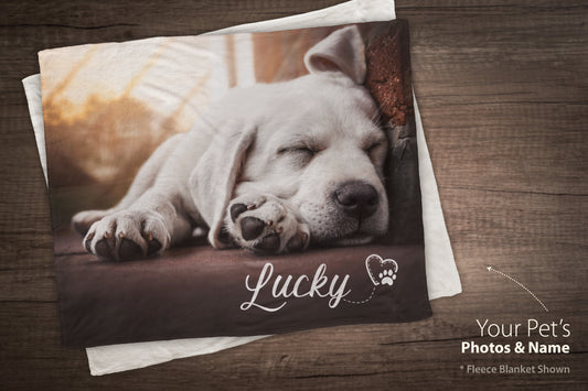 Custom Pet Photo Blanket (Heart Paw Print)