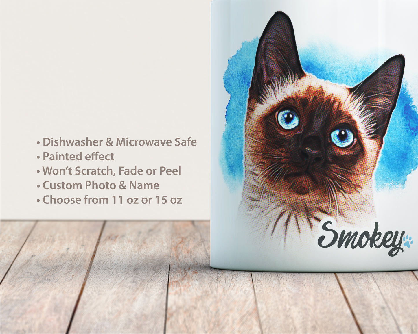 Custom Pet Photo Coffee Mug (with Painted Effect)