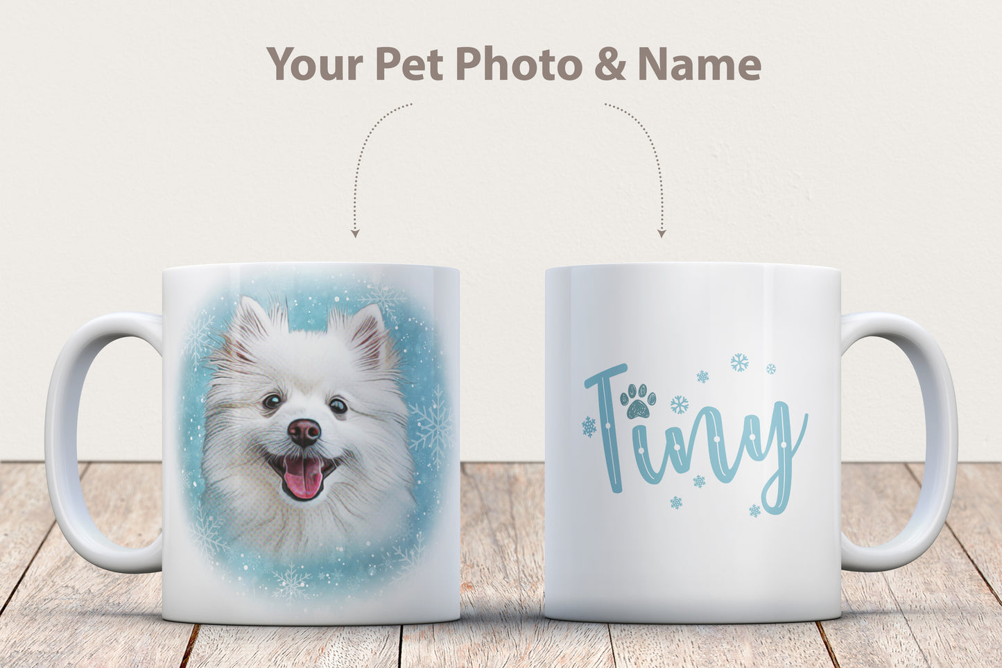 Custom Pet Photo Coffee Mug (Snowflakes)