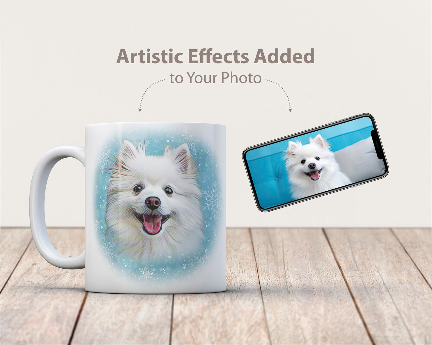 Custom Pet Photo Coffee Mug (Snowflakes)